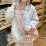 Jaapani mood Kawaii t&otilde;mblukuga kapuuts, naiste Harajuku armas roosa kass tikandiga Oversize kapuutsiga talv dressipluus S