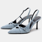 2024 Suvi Naiste Cowboy Sinised K&otilde;rged Kontsad Kingad Stiletto Seksikad Naiste Sandaalid Mood Slingback Terava Otsaga Kingad Naisele 38 denim sinine v&auml;rv