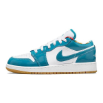 Air Jordan 1 Low SE GS Barcelona Laste tossud Valge Cyber-Teal DM0589-400 37.5