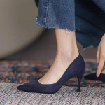 Seksikad Terava Ninaga K&otilde;rge Kontsaga Kingad Naistele Madalad Kontsad Kontorikingad Kevad Suede Elegantne 2024 Mujer Uus Stilettod 36