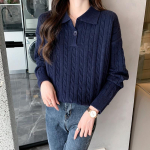 Retro Knitwear Naiste Twist sviiter rev&auml;&auml;riga vabaaja pullover One size tumesinine v&auml;rv