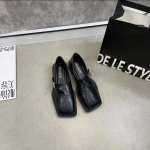 Naiste derbi kingad kandilise ninaga naiste jalatsid nahast mugavad kontsadel kleit uued k&otilde;rged Mary Janes pumbad kingad naine madalad Squ 35 must