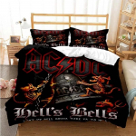 3D Prindiga Mood AC_DC Rockb&auml;nd Voodipesukomplekt AC-DC B&auml;ndi Mustriga Tekikott Padjap&uuml;&uuml;ridega &Uuml;heinimesevoodi T&auml;issuuruses Kuninganna Kuningas AU Single(140x210cm)