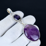 Amet&uuml;stist Ripats, 925 Sterling H&otilde;bedast K&auml;sit&ouml;&ouml;ehe, Amet&uuml;st H&otilde;bedane Ripats, Pidulik Ehtekomplekt Naistele, Ripats S&otilde;brap&auml;eva Kingitus 8 Cm lilla