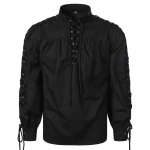 Moodne klassikaline s&auml;rk Keskaegne piraadis&auml;rk Meeste sidemega pikkade varrukatega gooti s&otilde;dalase s&auml;rk XXL must