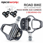 RRACEWORK R350 Pedals For Road Bicycle Footrest Cleat Pedal Racing Bike Foot Rest Carbon fiber Footrest With Spd Sl Clip RACEWORK R350