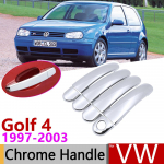 for Volkswagen VW Golf 4 MK4 Rabbit A4 1J 1997~2003 Chrome Door Handle Cover Car Accessories Stickers Trim Set 1998 2000 2002 Bowl 2 Door
