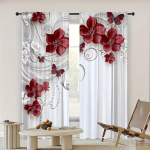 2 tk bordoopunased lille-liblika kardinad 3D-tr&uuml;kiga valgust filtreerivad kardinad luksuslik elegantne kodu kaunistus magamistuppa elutuppa 24x59in(60x150CM)x2&Rod Pocket