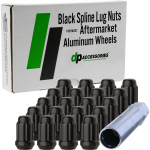 DPAccessories Must 7/16-20 Ratta muter j&auml;relturu velgede jaoks - Suletud otsaga Spline Tuner - 20 Lug Nuts / must
