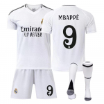 Teismelised Lapsed T&auml;iskasvanud Jalgpalli Komplektid Sporditreeningu S&auml;rgi Komplekt Sokkidega 24/25 Real Madrid Koduv&auml;ljaku #9 Mbapp&eacute; 16