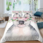 Armas Koala Tekikott &Uuml;heinimesevoodiRoosa &Otilde;hupalli Voodipesukomplekt Akvarelllillede ja Loomadega Tekikott Multikakujuline Tekikott EU Single(135*200cm)3pcs