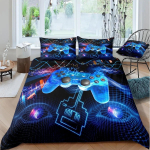 M&auml;nguri Voodipesukomplektid Poistele M&auml;ngude Tekikoti Komplekt Videom&auml;ngude Tekikoti Kate M&auml;ngu Disainidega Voodikomplekt Padjap&uuml;&uuml;ridega AU Single(140*210cm)3pcs blue