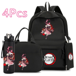 4 tk/komplekt Anime Demon Slayer Tr&uuml;kitud 750 ml Vee Pudel Seljakott K&auml;ekott Kohvritasku Teismelisele Poisile T&uuml;drukule Koolikott Suure Mahutavusega Veekindel Raamatukott