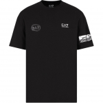 Emporio Armani EA7 Logotr&uuml;kiga kootud &uuml;mmarguse kaelusega T-s&auml;rk Meeste pealisr&otilde;ivad Must 7M000302-AF12874-UC001 XL