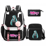 3 tk/komplekt Anime Multikas Hatsune Miku Tr&uuml;kitud Seljakott &Otilde;lakotiga Teismelisele &Otilde;pilasele T&uuml;drukule Poisile Suure Mahutavusega Veekindel Koolikott Mochila