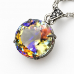 SERTIFITSEERITUD 69 ct Looduslik M&uuml;stiline &Uuml;mmargune Topaas Ripats 925 Sterling H&otilde;be V&auml;&auml;riskivi 36.8 mm Approx mitmev&auml;rviline
