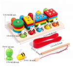 Montessori puidust kalastusklamber Mesilane 3-&uuml;hes sammas Alusharidus K&auml;te Silmade Koordinatsioon V&auml;rvituvastus Interaktiivsed beebim&auml;nguasjad