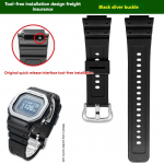 Casio 3516 v&auml;ikese ruudukujulise kella DW-H5600MB seeria jaoks Vaikne silikoonist veekindel k&otilde;rgekvaliteediline rihm ja keti tarvikud DW-H5600