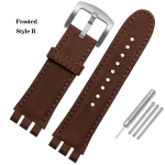 23MM Meeste K&auml;ev&otilde;ru Must Pruun Ehtne Vasikanahast Kella Rihm Terasest Pandlaga Kellatarvikud Swatch YOS440 449 401 447 Rihma jaoks 23mm black