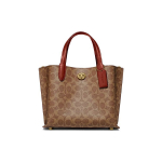 Coach Willow 24 Klassikaline Monogramm Keerislukuga Nahast T&otilde;mblukuga K&auml;ekott Naiste T&otilde;mblukuga Kott Pruun Punane C8562-B4NQ4 Basic Set (Bag+Dust Bag)