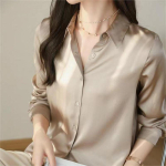 Mood vabaaja kontori naiste satiins&auml;rk avara pikkade varrukatega topid Solid Plus Size naiste pluusid Elegantne n&ouml;&ouml;bitav Vintage lihtsad naiste s&auml;rgid 25678 2XL &scaron;ampanjav&auml;rvi