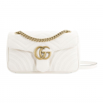 Gucci Gg Marmont Kuldse Sildiga Logo Tepitud Keti&otilde;larihmaga Nahast Crossbody &Otilde;lakott V&auml;ike Naiste Valge Gift Set(Basic Set+Box+Shopping Bag) valge