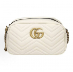 Gucci Gg Marmont Kuldse Sildiga Logo Kett Tepingitud Nahast Kaamerakott Messengeri Kott Naiste Valge Basic+Dust Bag valge