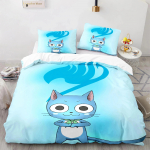 3D Prindiga Fairy Tail Anime Natsu Voodipesukomplekt Tekikott Voodikomplekt Tekikott Padjap&uuml;&uuml;r Tekk king Queen Suurus Poisid T&auml;iskasvanud EU single(135x200cm)