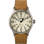 Timex Expedition Scout 40 Meeste k&auml;ekell Pruun nahkrihm Valge sihverplaat INDIGLO 50M Veekindel