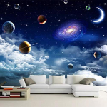 Universumi T&auml;htis Taevane Seinamaal 3D Universumi Tapeet Elutuba Magamistuba Teleri Taustal Lagi Seina Seinamaal 200 cm(W) x 140 cm(H)