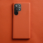 Melkco Premium Ehtne Veisenahast Kest Samsung Galaxy S23 Ultra S22 Plus S23+ jaoks Metallist Kaameral&auml;&auml;tse Kaitse T&auml;iskate S23Ultra oranž