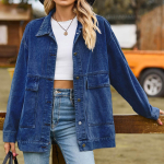 Retro Klassikaline L&otilde;tv Denim Vabaaja Jakk Naiste L&uuml;hike Mantel XXL white