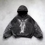 RogueWave Retro Gooti Graafilise Tr&uuml;kiga Hip Hop Huppari Meestele Y2k Grunge Punk Vabaaja Lahtine Pullover Naiste T&auml;navamood Dressipluus Hupparid L