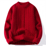 Meeste trendikas kootud kampsun Meeste vabaaja &uuml;mmarguse kaelusega pullover Meeste kootud &uuml;hev&auml;rviline kampsun Talvine mood Meeste kudumid &Uuml;ler&otilde;ivad L punane