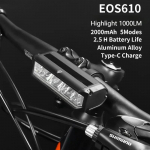 Super hele 1800LM jalgratta esituli, suure v&otilde;imsusega LED-lamp 5 valgustusrežiimiga, sisseehitatud suur aku, MTB ja maanteeratta jaoks 1000 lumens - 2000mah must