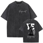Meeste T-s&auml;rk Mood Rapper Kanye West YE Tuur Retro Pesitud T-s&auml;rgid Unisex Hip Hop Gooti Mood puhas Puuvill Streetwear L gray
