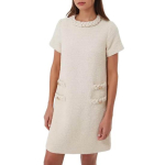 Naiste kleit &Uuml;mara kaelusega avara seljaga, lukuga, l&uuml;hikeste varrukatega, &uuml;hev&auml;rviliste n&ouml;&ouml;pidega, kaunistusega A-line vintage minikleit 2XL roosa