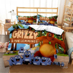 Grizzly The Lemmings Multikas Anime Tekikate Tekk Voodipesu Komplekt Pehme Tekikate Ja Padjap&uuml;&uuml;rid &Uuml;he/Kahekohaline/Kuninganna/Kuningas 140x200cm 3pcs