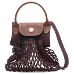 Longchamp Le Pliage Filet Ees Reljeefne Logo Puuvill ja Vasikanahk Mini &Otilde;la Crossbody Kott Naiste k&auml;ekotid Lilla 10139HVH061 Basic Set (Bag)