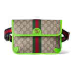Gucci v&ouml;&ouml;kotid Ophidia Double G logo kl&otilde;pskinnitusega, l&otilde;uend ja nahk, l&otilde;uendikott, &otilde;la-ristkorralik kott, v&ouml;&ouml;kotid, v&auml;ike, naiste, beež, eebenipuu roheline