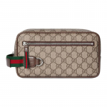 Gucci Cruise GG h&otilde;bedane metallviimistlus Supreme kangas ja nahast tualett-kott keskmine suurus naistele beež ja tumepruun h&otilde;be