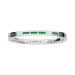 APM Monaco Bonheur Morse kood S&uuml;nteetiline kuupmeetrik tsirkoonium Sterling h&otilde;bedast k&auml;ev&otilde;ru Unisex Paaristiil Roheline AB4604KG h&otilde;be
