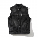Kevad S&uuml;gis Denim Vest Meestele Varrukateta Vintage Mootorratta Biker Jean Jakk Mantel Vabaaja Meeste Seisukrae Denim V&ouml;&ouml;tkott Streetwear XS must