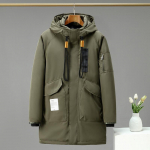 Suur suurus Parka &uuml;likond Meeste keskmise pikkusega pluss sametiga paksendav trend rasva jope lahtised puuvillased talveriided 10XL roheline
