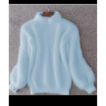 S&uuml;gis- ja talvine Korea stiilis laternavarrukad imitatsioon naaritsast samet, poolk&otilde;rge krae lahtine &uuml;hev&auml;rviline kampsun Pullover kampsun naistele One size valge