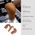 Porsche Cayenne 2011-2017 jaoks Valmistatud Alcantara kattega Keskkonsooli k&auml;igukangi nupu viimistluskate Auto siseviimistluse tuuningtarvikud 4914 brown gray