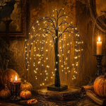 Kunstlik PVC Halloweeni Hirmutav Puu Valgustusega Kaunistused Paju Kujuline Kaunistus USB-pistik Patareitoide Lauapealne Siseruumides Kaminarii Kaminale K&ouml;&ouml;k must