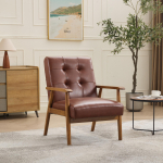 Ehtsa Nahaga Lounge Tool P&auml;hklipuu V&auml;rvi K&auml;etugede ja Kummipuu Jalgadega - Mugav Elutoatool Pruuni V&auml;rvi 64 x 80 x 83 cm pruun