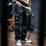 Suuruses Meeste Sirged L&otilde;dvad Mitme Taskuga Ameerika Vintage Vabaaja Cargo P&uuml;ksid 8XL must