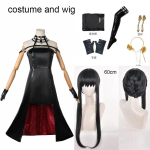 Yor Forger Cosplay Kost&uuml;&uuml;m Peav&otilde;ru Elastsed Reiepikad Sukad P&uuml;ksid K&otilde;rged Parukas K&otilde;rvar&otilde;ngad Yor Forger Kleit T&auml;iskomplekt Comic Coni jaoks XS（old） black